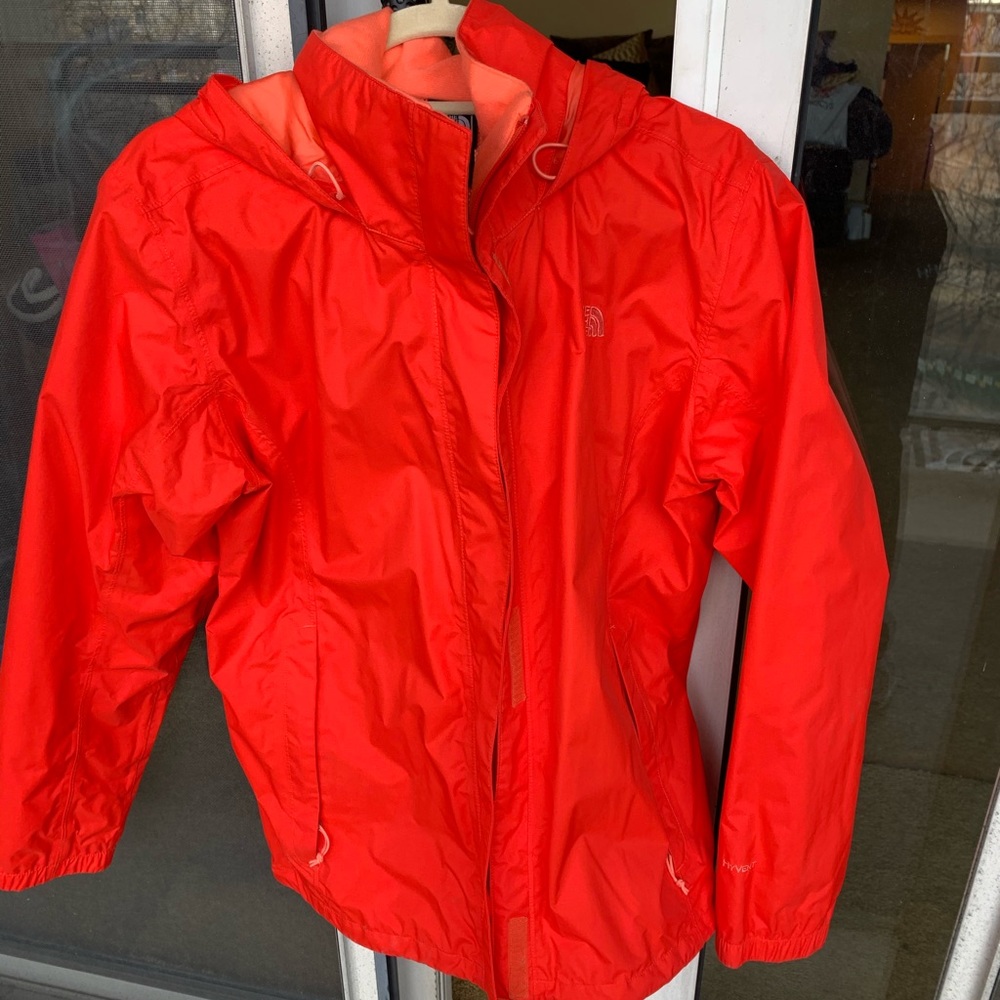 TNF North Face Orange waterproof rain jacket